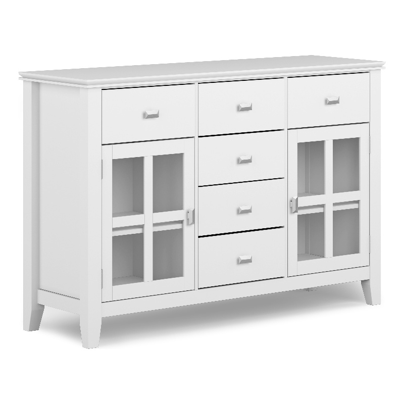 Pemberly Row SOLID WOOD 54 inch Wide Sideboard Buffet Credenza - White