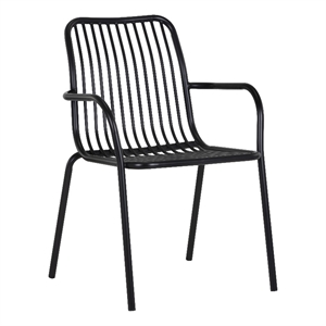 Pemberly Row Contemporary Outdoor Dining Chair - Black (Set of 2)