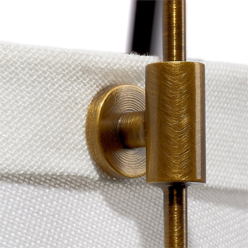 Pemberly Row 1-Light Metal & Linen Wall Sconce in Brass/Off White