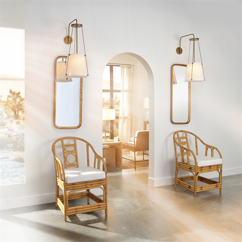 Pemberly Row 1-Light Metal & Linen Wall Sconce in Brass/Off White