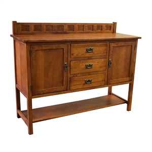 Pemberly Row Modern 58&quot 3-Drawer Solid Wood Sideboard in Cherry