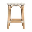 Pemberly Row Rattan Bar Stool Chair in Tan With Square Seat & Footrest