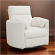 Pemberly Row Contemporary Fabric Swivel Glider Recliner in Ivory