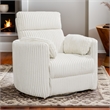 Pemberly Row Contemporary Fabric Swivel Glider Recliner in Ivory