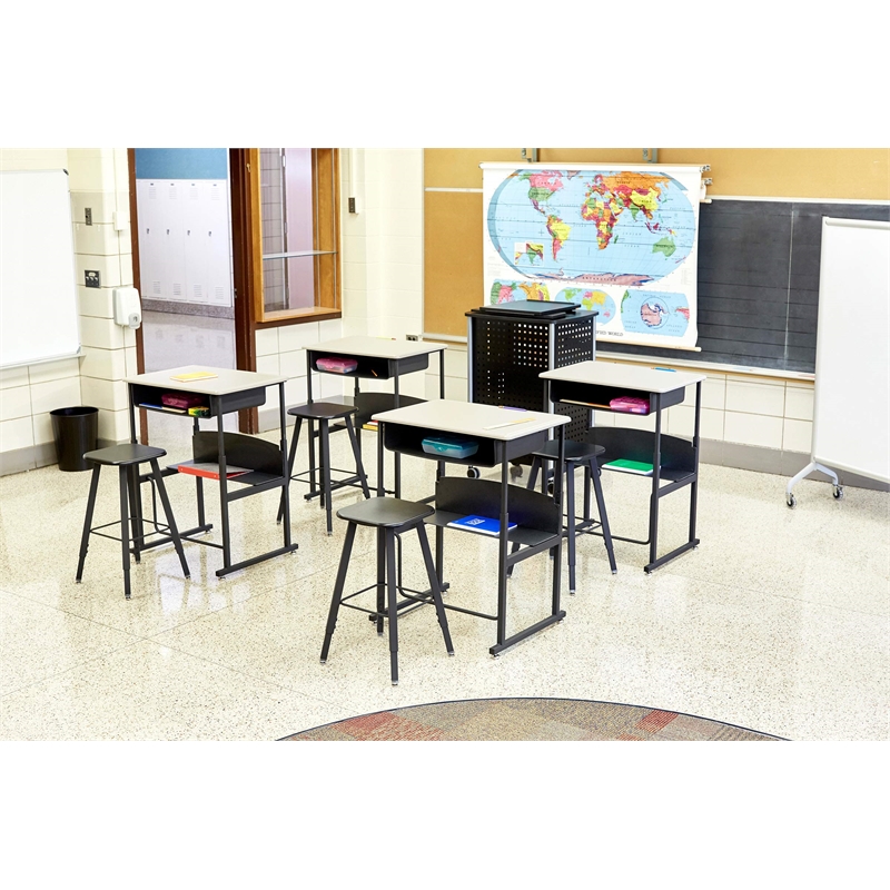 Pemberley Row Stainless Steel Black Lectern Rectangular Mobile