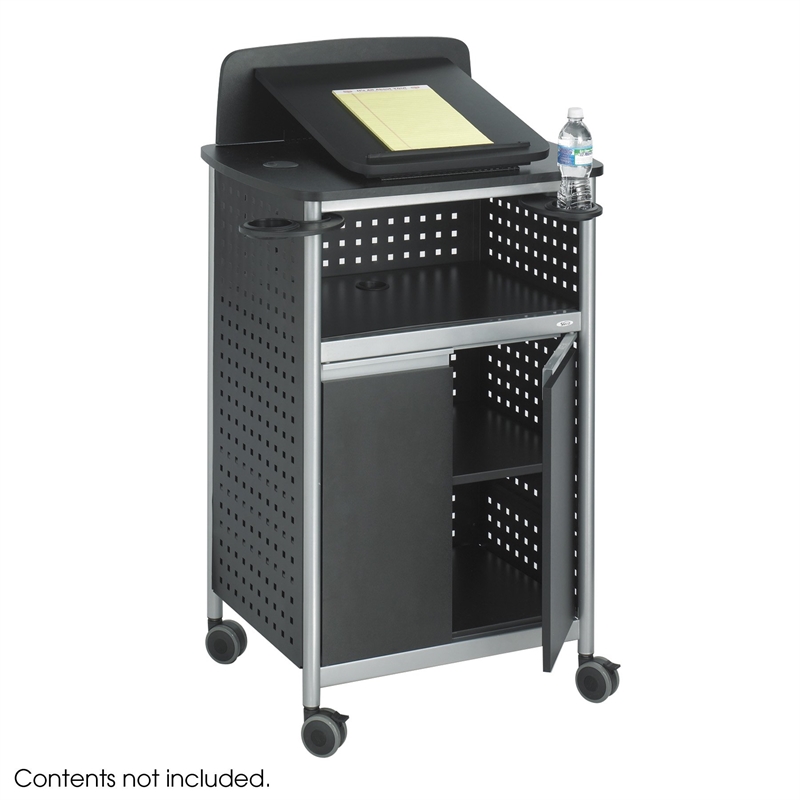 Pemberley Row Stainless Steel Black Lectern Rectangular Mobile