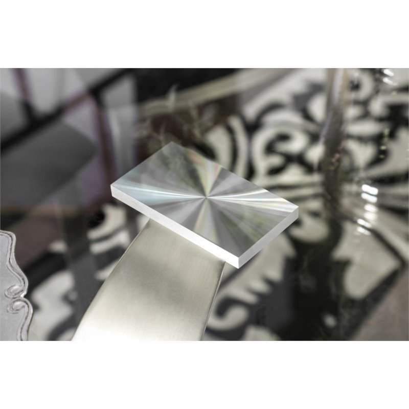 Pemberly Row Modern Contemporary Glass Top Dining Table in Silver