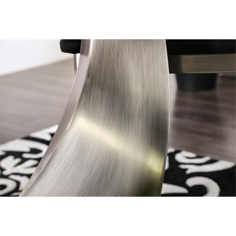 Pemberly Row Modern Contemporary Glass Top Dining Table in Silver