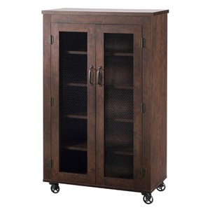 Pemberly Row Wood Shoe Cabinet with Casters in Vintage Walnut