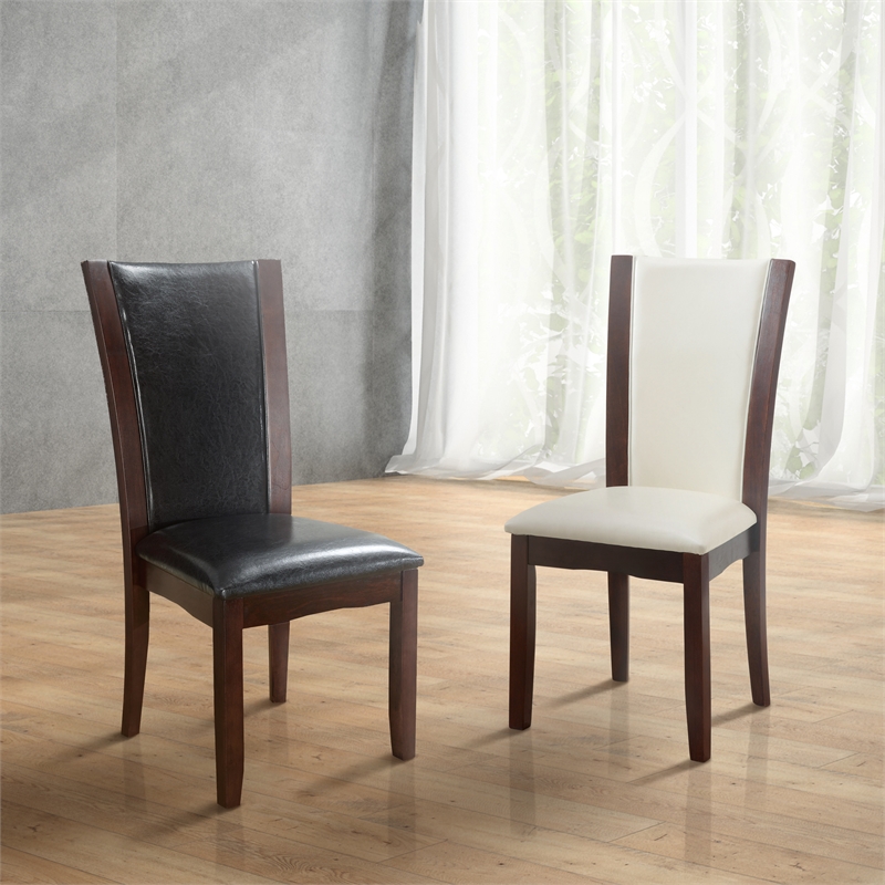 Pemberly Row Faux Leather Side Chair in Brown Cherry (Set of 2)