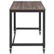 Pemberly Row Mobile Metal & Wood Writing Desk in Gray and Walnut
