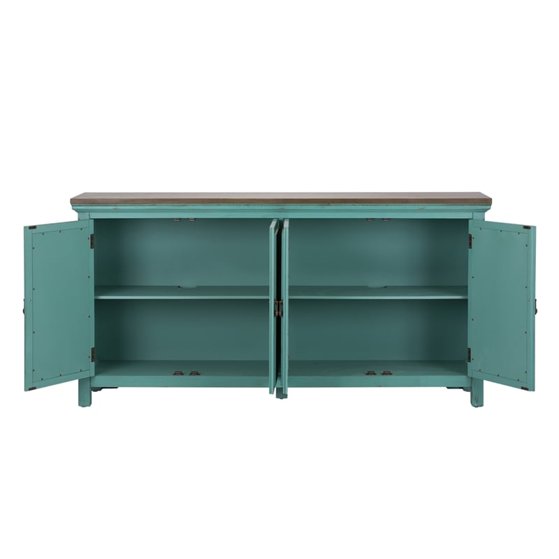 Pemberly Row Modern / Contemporary Blue 4 Door Accent Cabinet