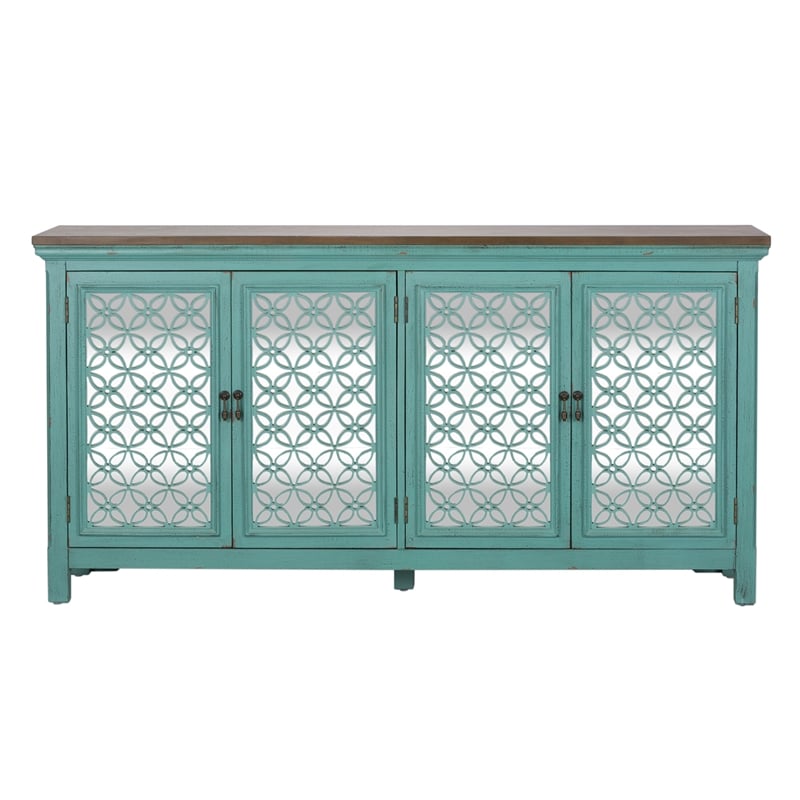 Pemberly Row Modern / Contemporary Blue 4 Door Accent Cabinet