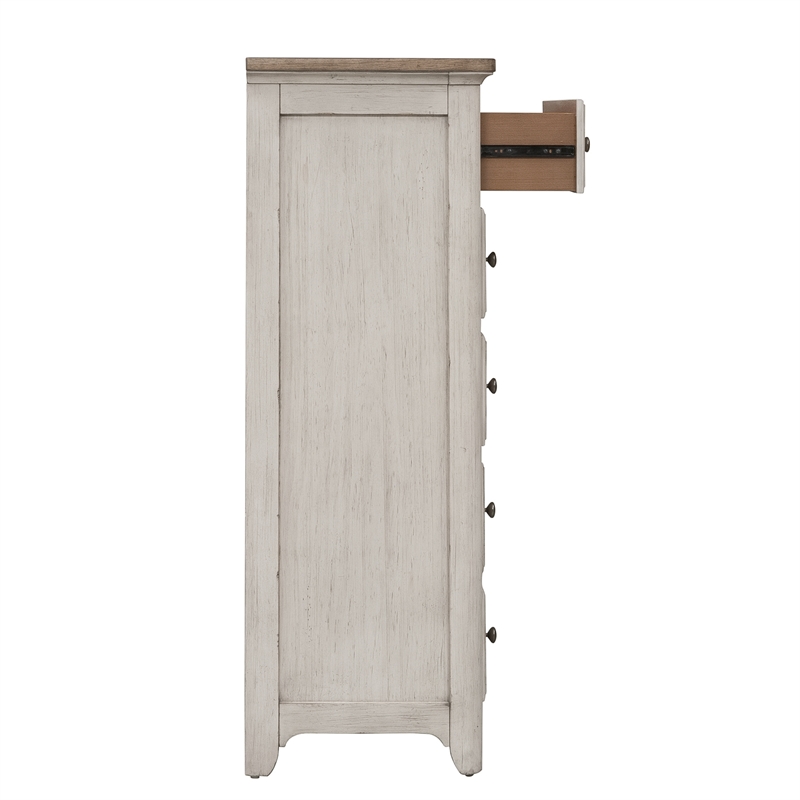 Pemberly Row Modern Farmhouse Reimagined White 5 Drawer Chest