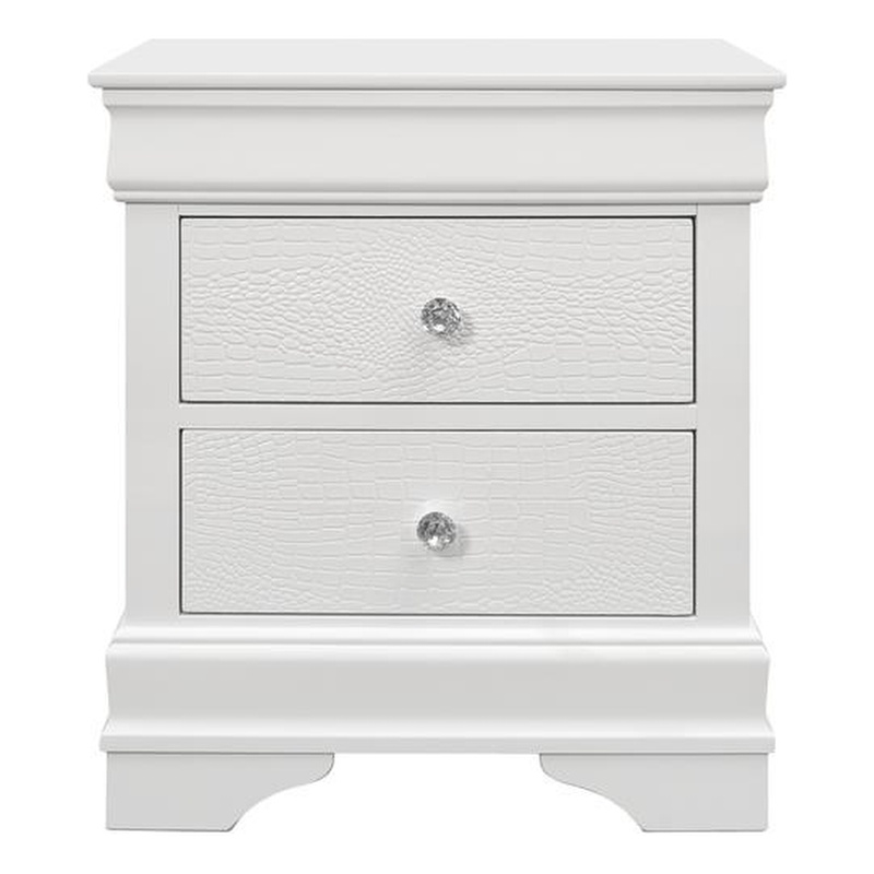 Pemberly Row Contemporary Solid Wood White 2-Drawer Nightstand