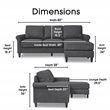 Pemberley Row Fabric Dark Gray Sectional Sofa Rectangular Reversible Unassembled