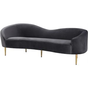 Pemberly Row Modern / Contemporary Velvet Sofa in Gray Finish Finish