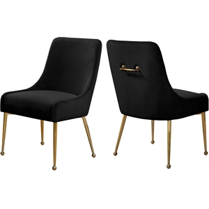 Pemberly Row Modern 19.5&quotH Velvet Dining Chair in Black (Set of 2)