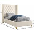 Pemberly Row Modern Solid Wood and Vegan Leather Twin Bed in White