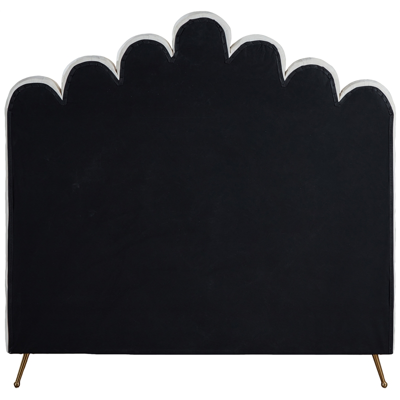 Pemberly Row Modern Solid Wood and Tufted Velvet Full Bed in Cream