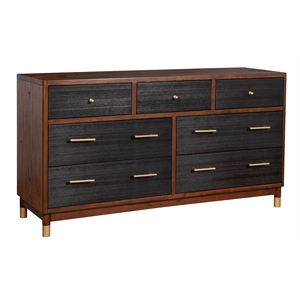 Pemberley Row Wood Dark Walnut Dresser Rectangular Felt Lined 32.5&quot x 60&quot x 18&quot Assembled