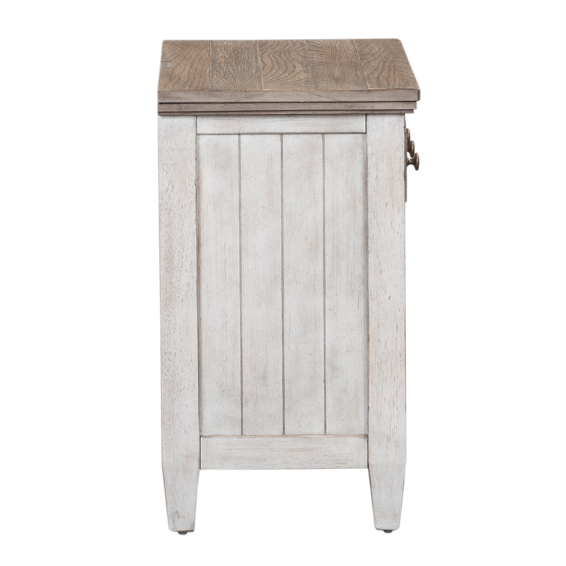 Pemberly Row Modern 1 Drawer Night Stand w/ Charging Station