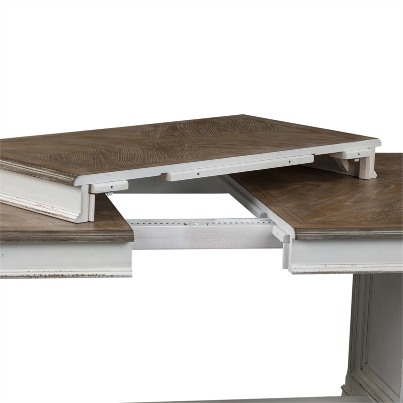 Pemberly Row Modern / Contemporary Trestle Table with Raised Panel Pedestals