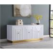 Pemberly Row Modern White Lacquer Sideboard Buffet with Gold Base