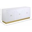 Pemberly Row Modern White Lacquer Sideboard Buffet with Gold Base