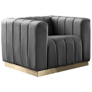 Pemberly Row Modern / Contemporary Upholstered Gray Finish Velvet Chair