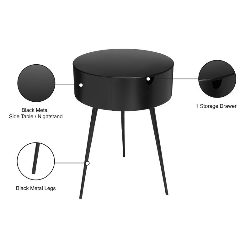 Pemberly Row Modern / Contemporary Black Finish Metal Nightstand