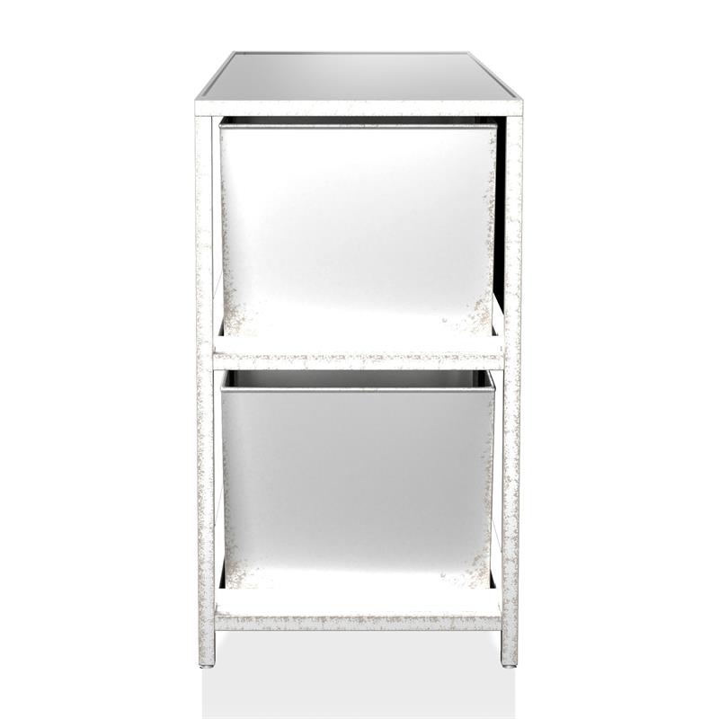 Pemberly Row Modern Metal Storage Shelf with 6 Bins in White
