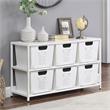 Pemberly Row Modern Metal Storage Shelf with 6 Bins in White