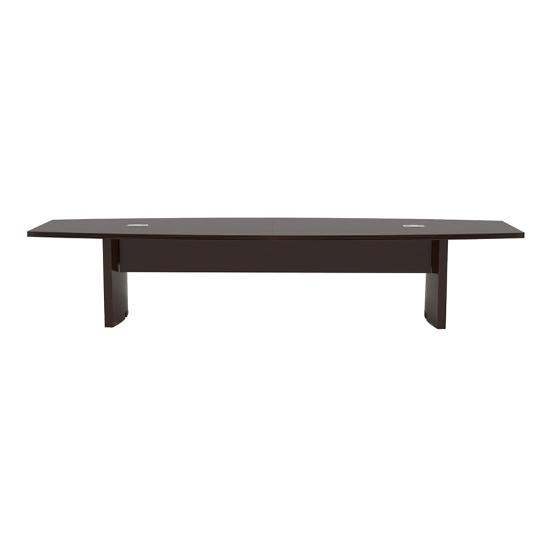 Pemberly Row 12' Boat Shaped Conference Table with Slab Base in Mocha
