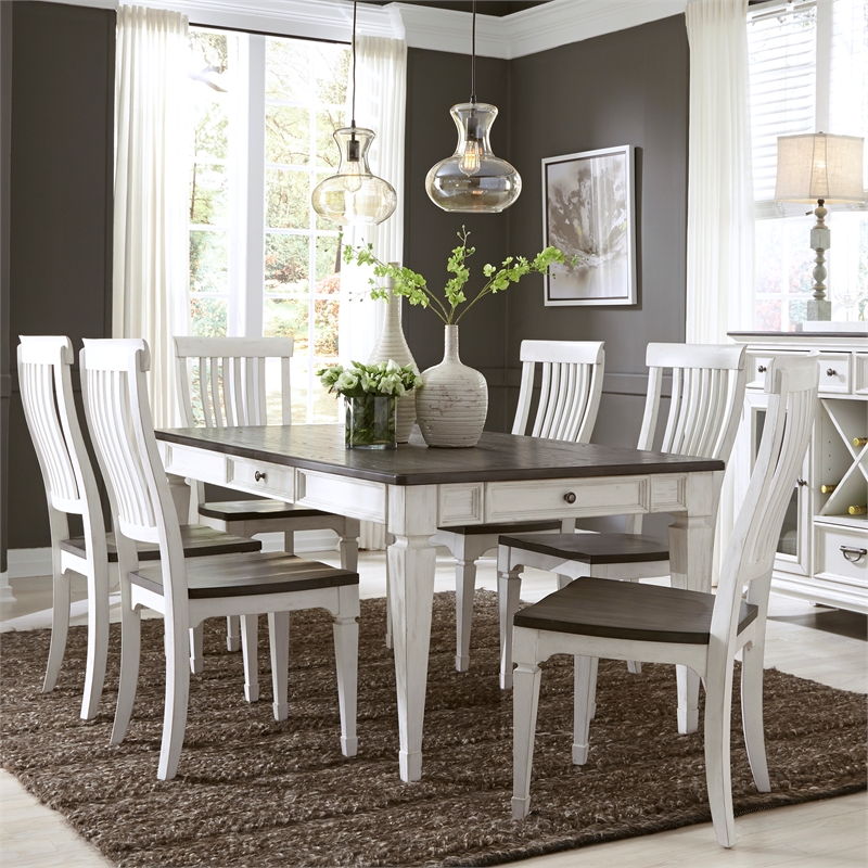Pemberly Row Modern White Slat Back Side Chair (RTA)-Set of 2