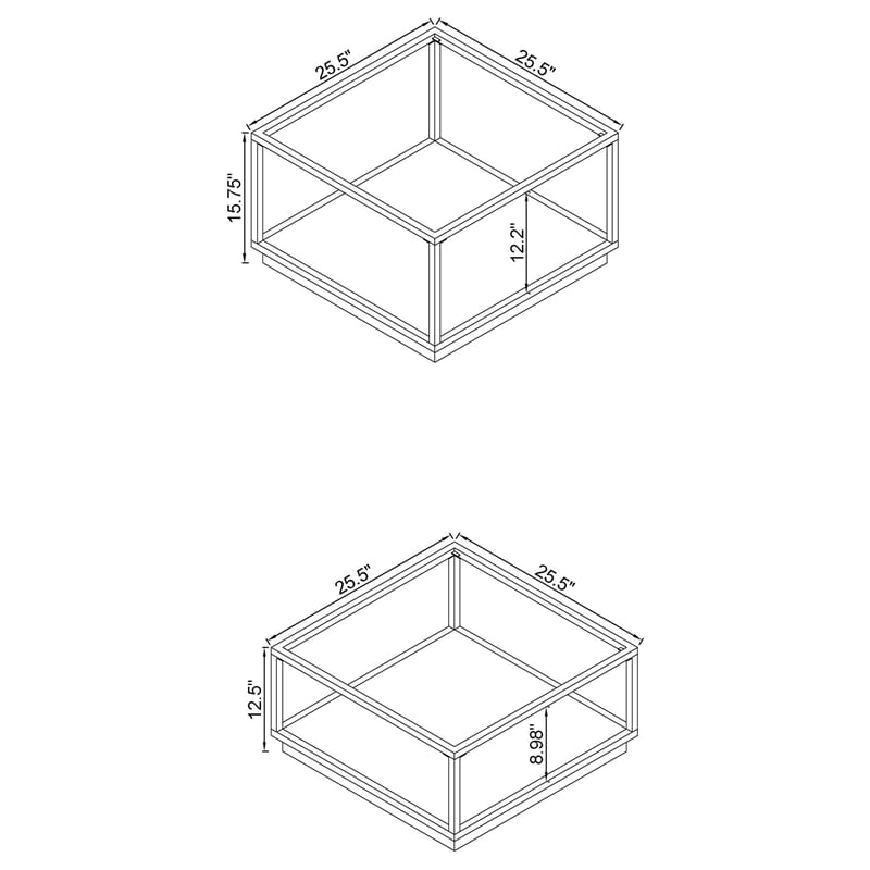 Pemberly Row 2-Piece Square Glass Top Occasional Set in Gold