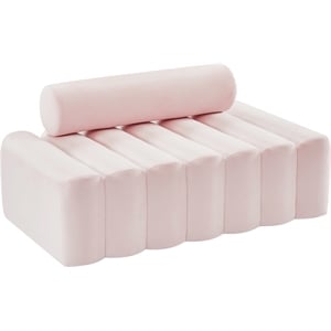 Pemberly Row Modern / Contemporary Pink Finish Velvet Loveseat