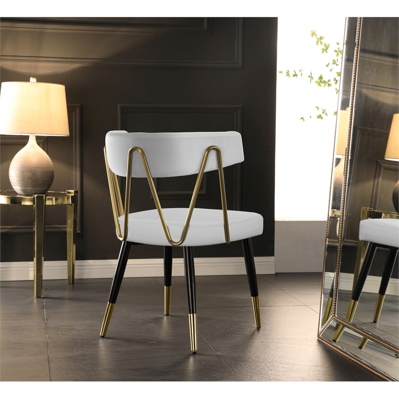 Pemberly Row Modern White Vegan Leather Dining Chair (Set of 2)
