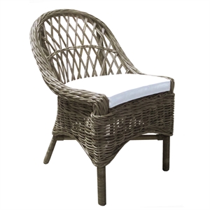 Pemberly Row Wicker 2 Pc. Crossweave Dining Chair Set in Kubu Gray