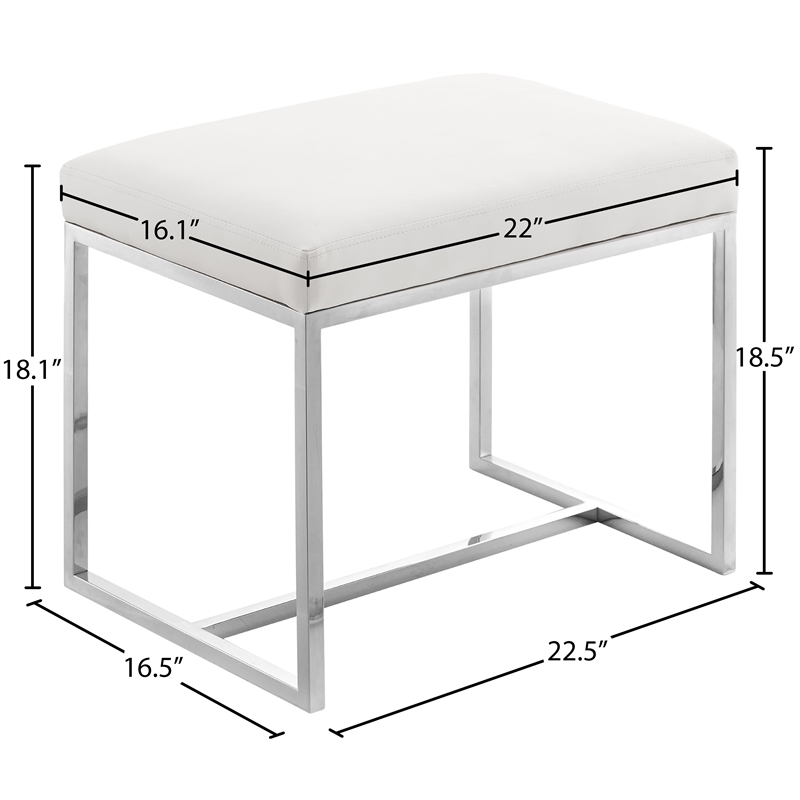 Pemberly Row Modern Soft White Vegan Leather Ottoman / Stool