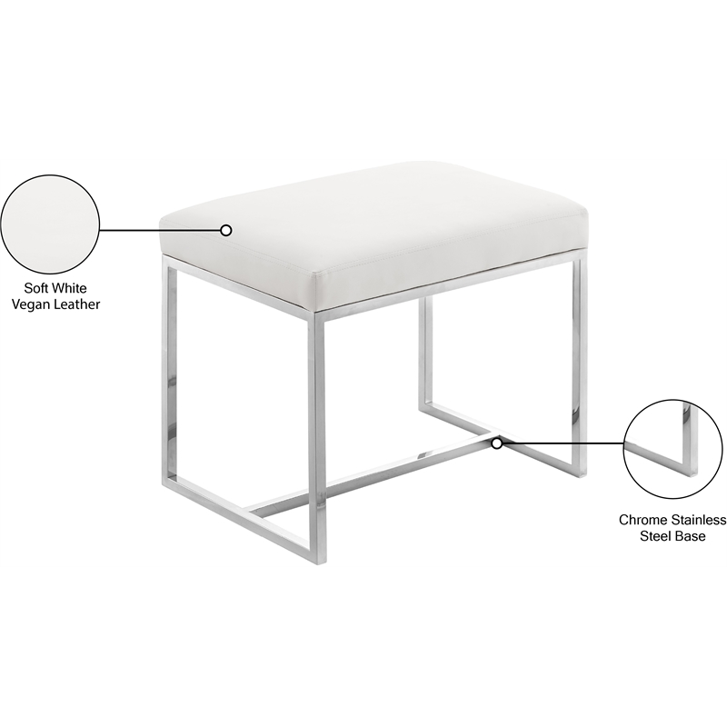 Pemberly Row Modern Soft White Vegan Leather Ottoman / Stool