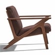 Pemberly Row Solid Wood and Fabric Upholstered Accent Armchair in Brown