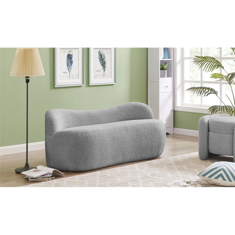 Pemberly Row Modern / Contemporary Gray Finish Finish Boucle Fabric Bench
