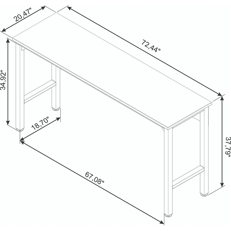 Pemberly Row Contemporary MDP Wood/Metal Garage Table in White