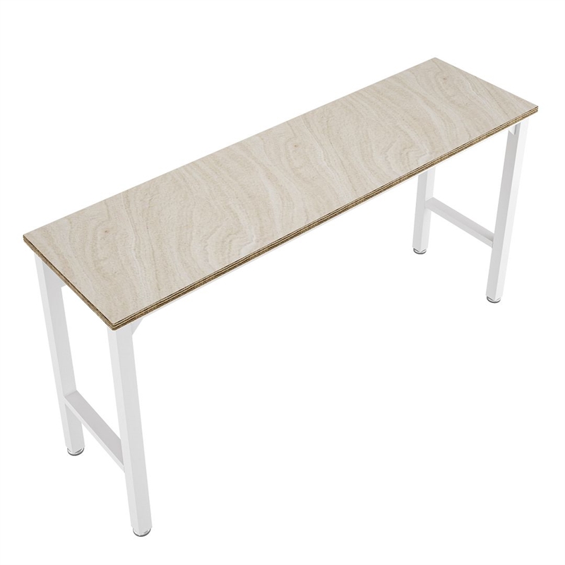 Pemberly Row Contemporary MDP Wood/Metal Garage Table in White