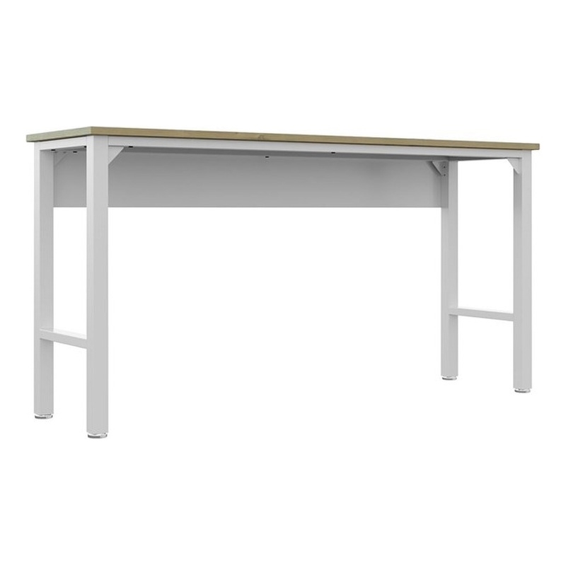 Pemberly Row Contemporary MDP Wood/Metal Garage Table in White