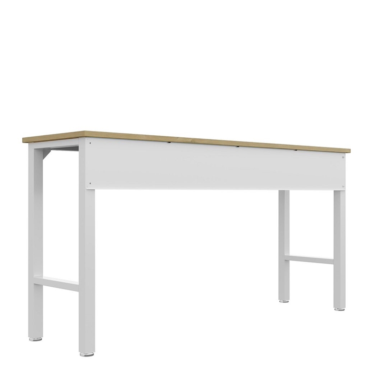 Pemberly Row Contemporary MDP Wood/Metal Garage Table in White