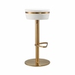 Pemberly Row Modern White and Gold Vegan Leather Adjustable Stool