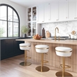 Pemberly Row Modern White and Gold Vegan Leather Adjustable Stool