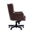 Pemberly Row Leather Swivel Desk Chair in Verona Brown Finish